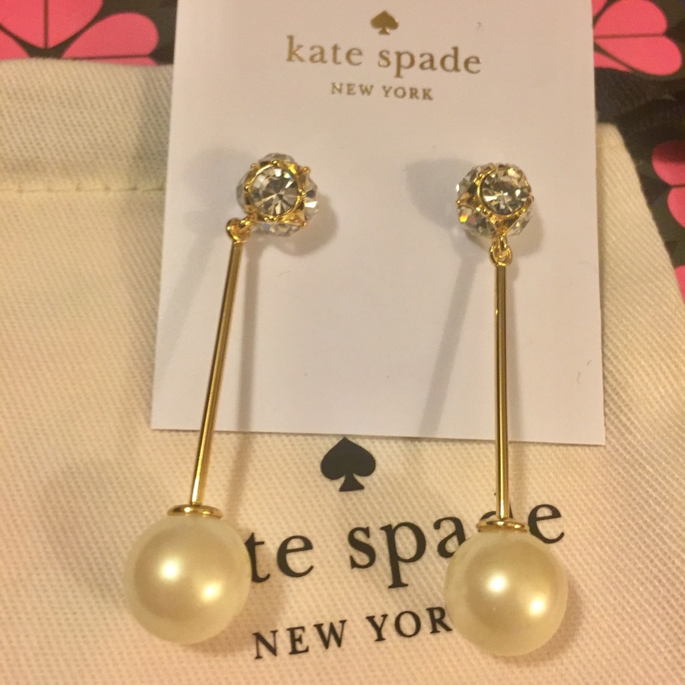 ♠️KATE SPADE♠ Lady Marmalade Linear Pearl Earrings - Picture 7 of 8